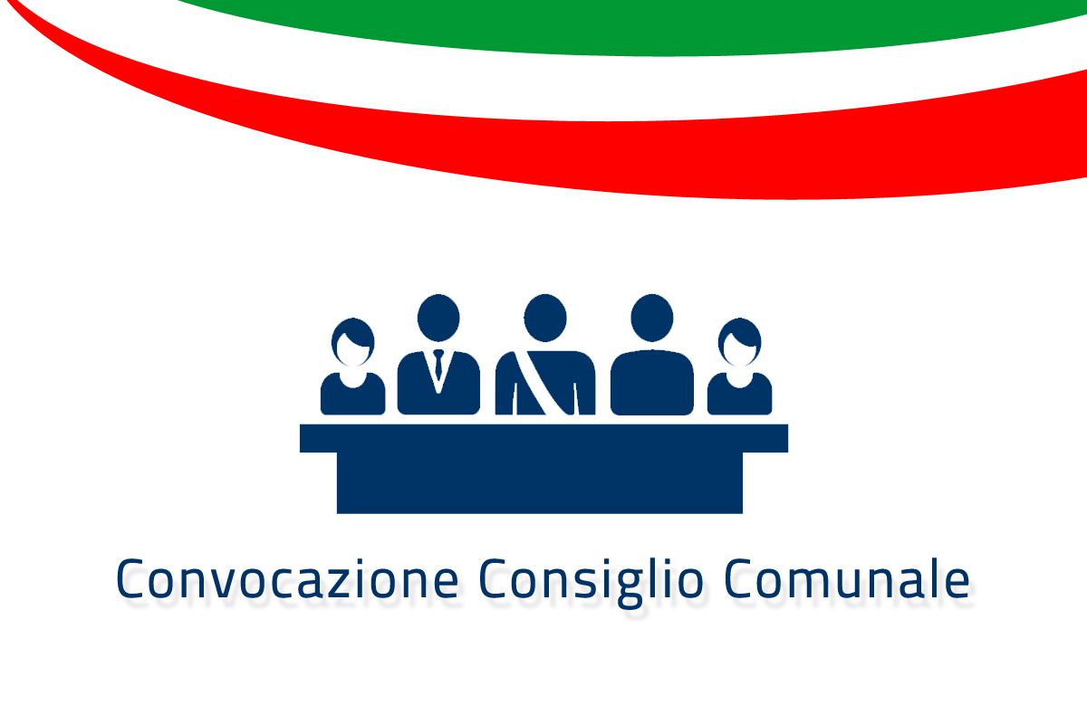 Persone stilizzate dietro ad un tavolo con sotto la scritta Convocazione Consiglio Comunale
